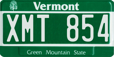 VT license plate XMT854