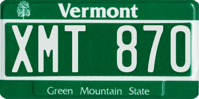 VT license plate XMT870