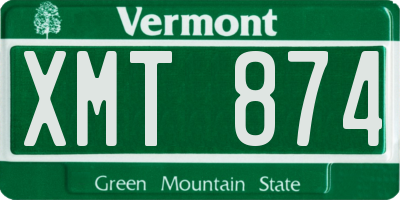 VT license plate XMT874