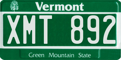 VT license plate XMT892