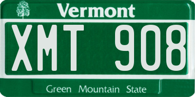 VT license plate XMT908
