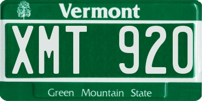 VT license plate XMT920