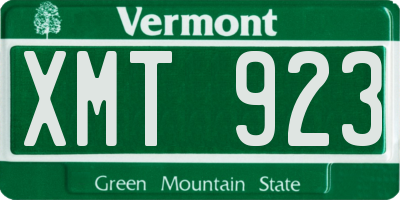 VT license plate XMT923