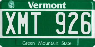 VT license plate XMT926