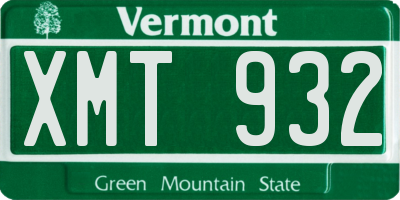 VT license plate XMT932
