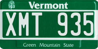 VT license plate XMT935