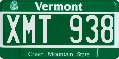 VT license plate XMT938