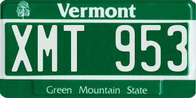VT license plate XMT953