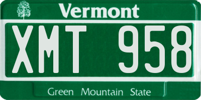 VT license plate XMT958