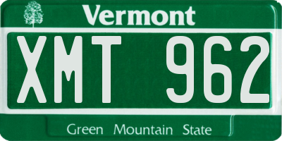 VT license plate XMT962