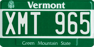 VT license plate XMT965