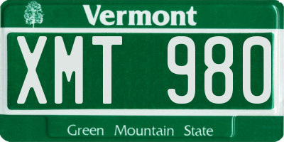 VT license plate XMT980