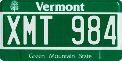 VT license plate XMT984