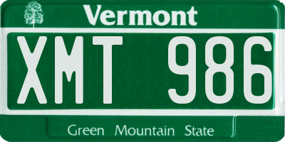 VT license plate XMT986