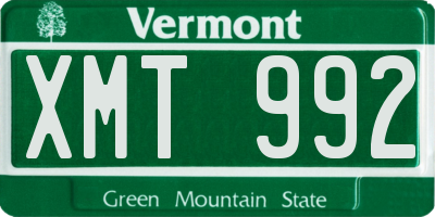 VT license plate XMT992