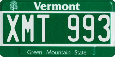 VT license plate XMT993