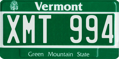 VT license plate XMT994