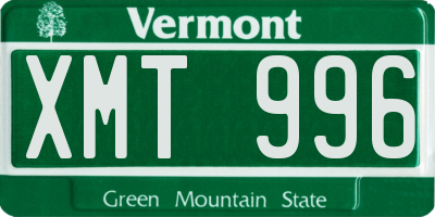 VT license plate XMT996