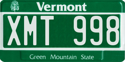VT license plate XMT998