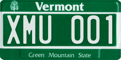 VT license plate XMU001