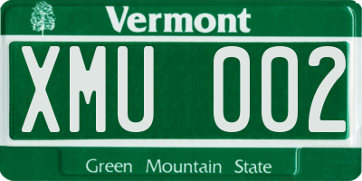 VT license plate XMU002