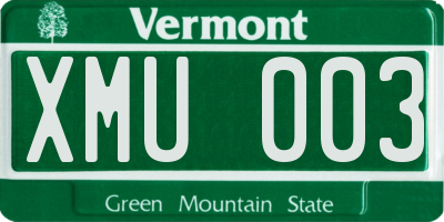 VT license plate XMU003