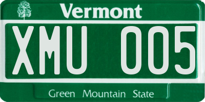 VT license plate XMU005