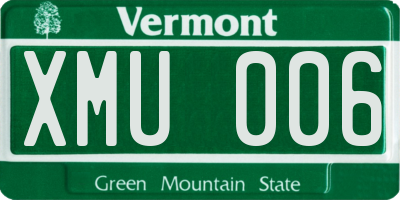 VT license plate XMU006