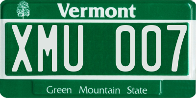 VT license plate XMU007