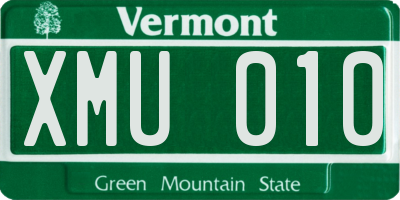 VT license plate XMU010