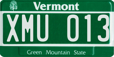 VT license plate XMU013