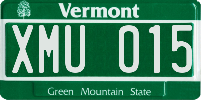 VT license plate XMU015