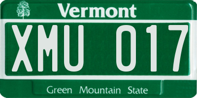 VT license plate XMU017