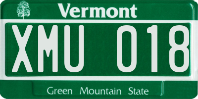 VT license plate XMU018