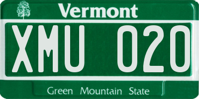 VT license plate XMU020