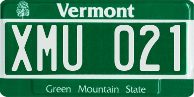 VT license plate XMU021
