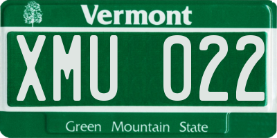 VT license plate XMU022