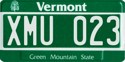 VT license plate XMU023