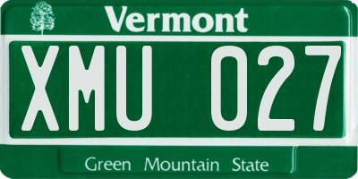 VT license plate XMU027