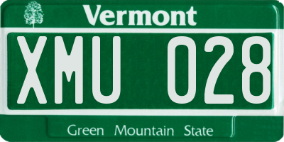 VT license plate XMU028