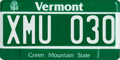 VT license plate XMU030