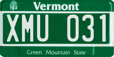 VT license plate XMU031