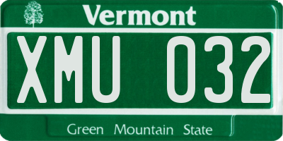 VT license plate XMU032
