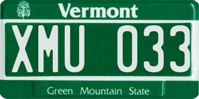 VT license plate XMU033