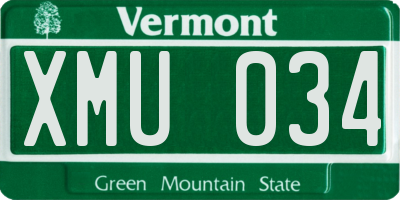 VT license plate XMU034