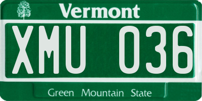 VT license plate XMU036