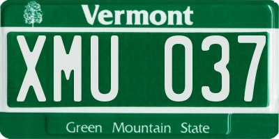 VT license plate XMU037