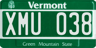 VT license plate XMU038