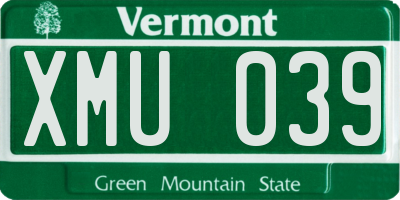 VT license plate XMU039
