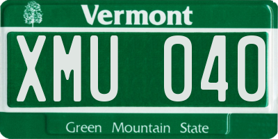 VT license plate XMU040